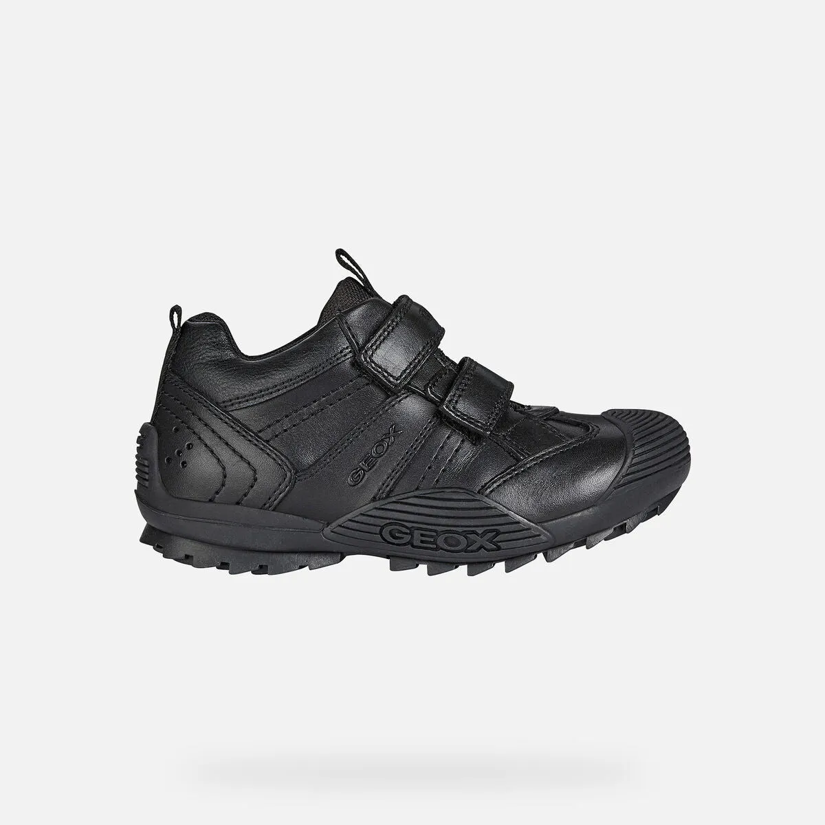Geox Savage - Black Double Riptape School Shoe