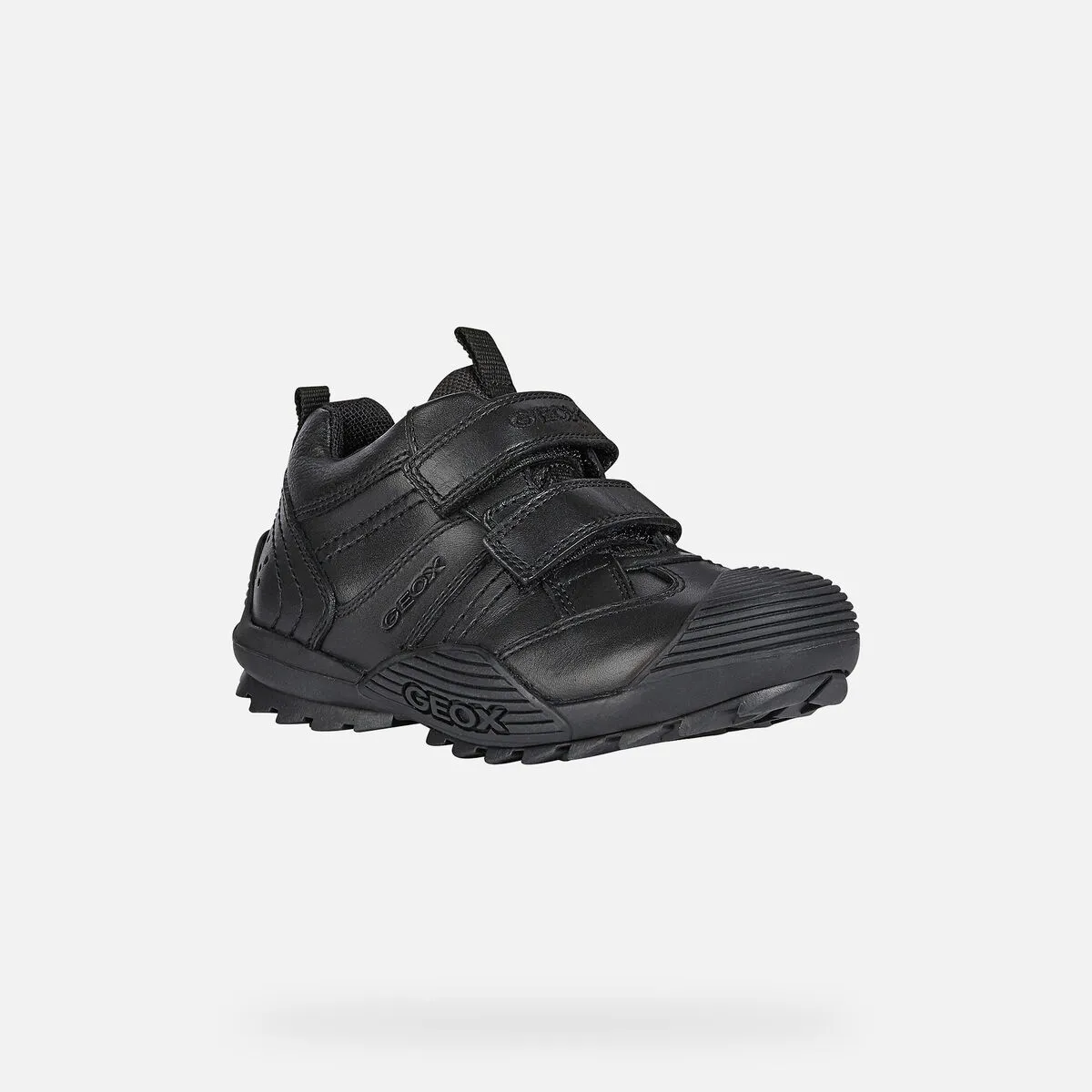 Geox Savage - Black Double Riptape School Shoe