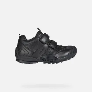 Geox Savage - Black Double Riptape School Shoe