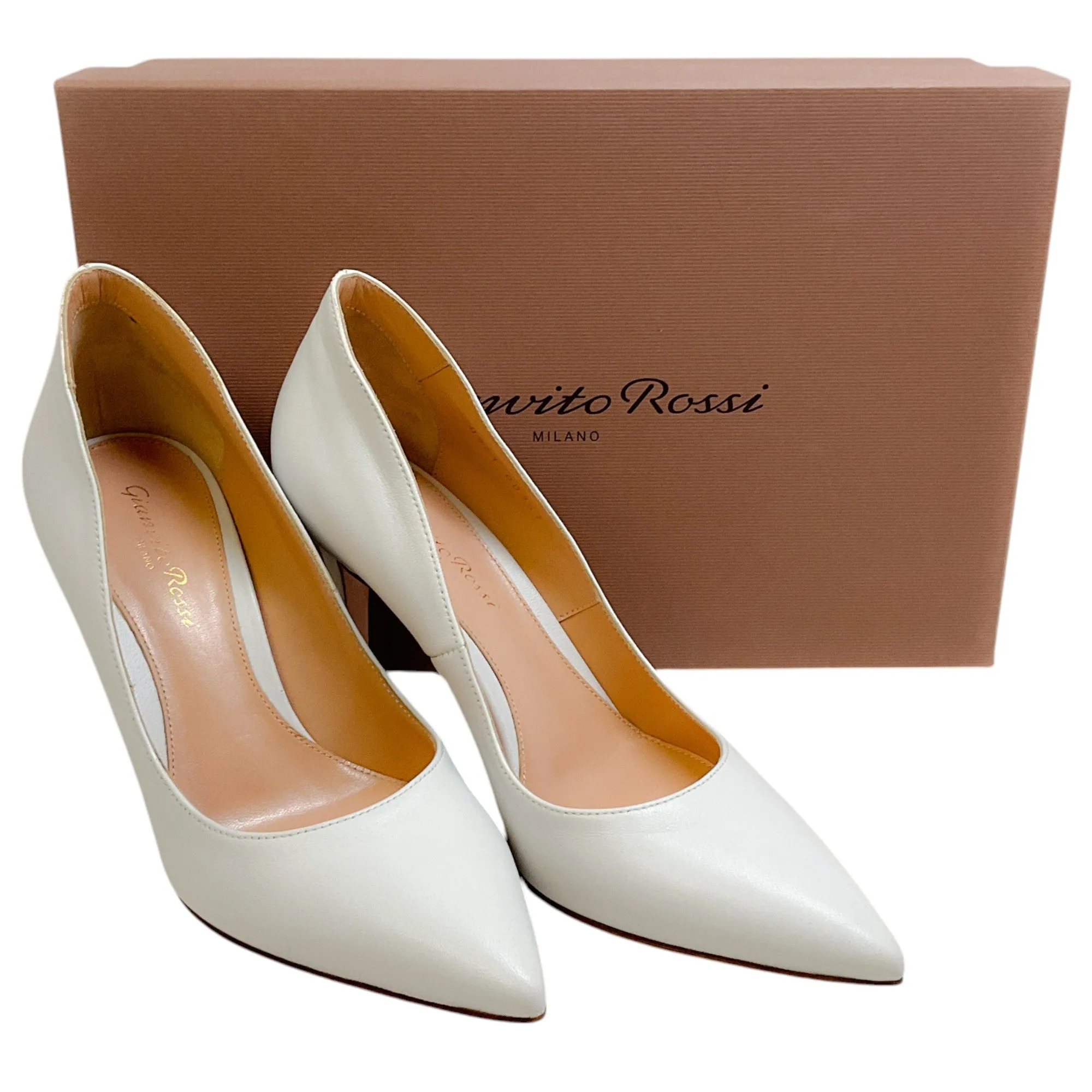 Gianvito Rossi White Leather Ellipsis 85 Pumps