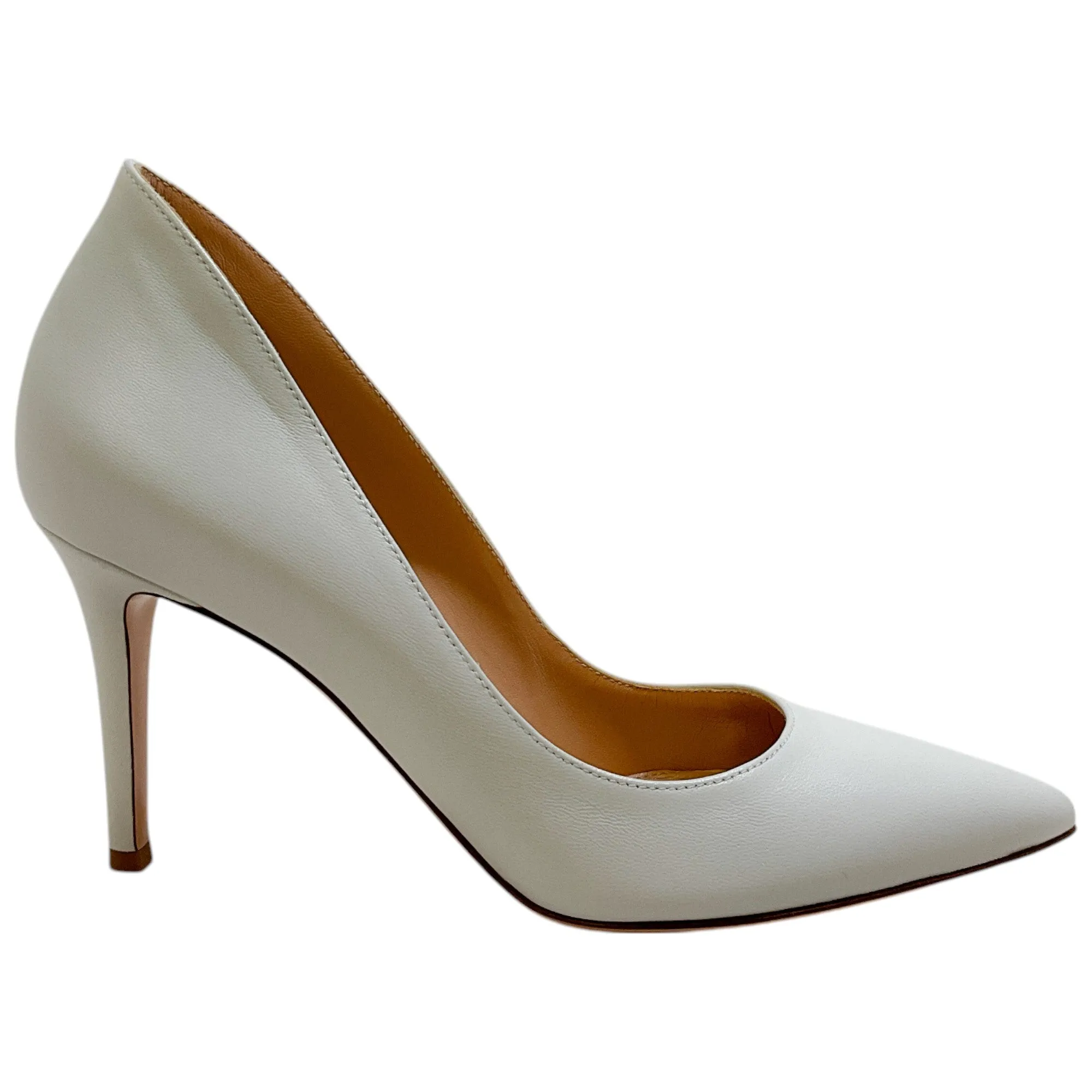 Gianvito Rossi White Leather Ellipsis 85 Pumps