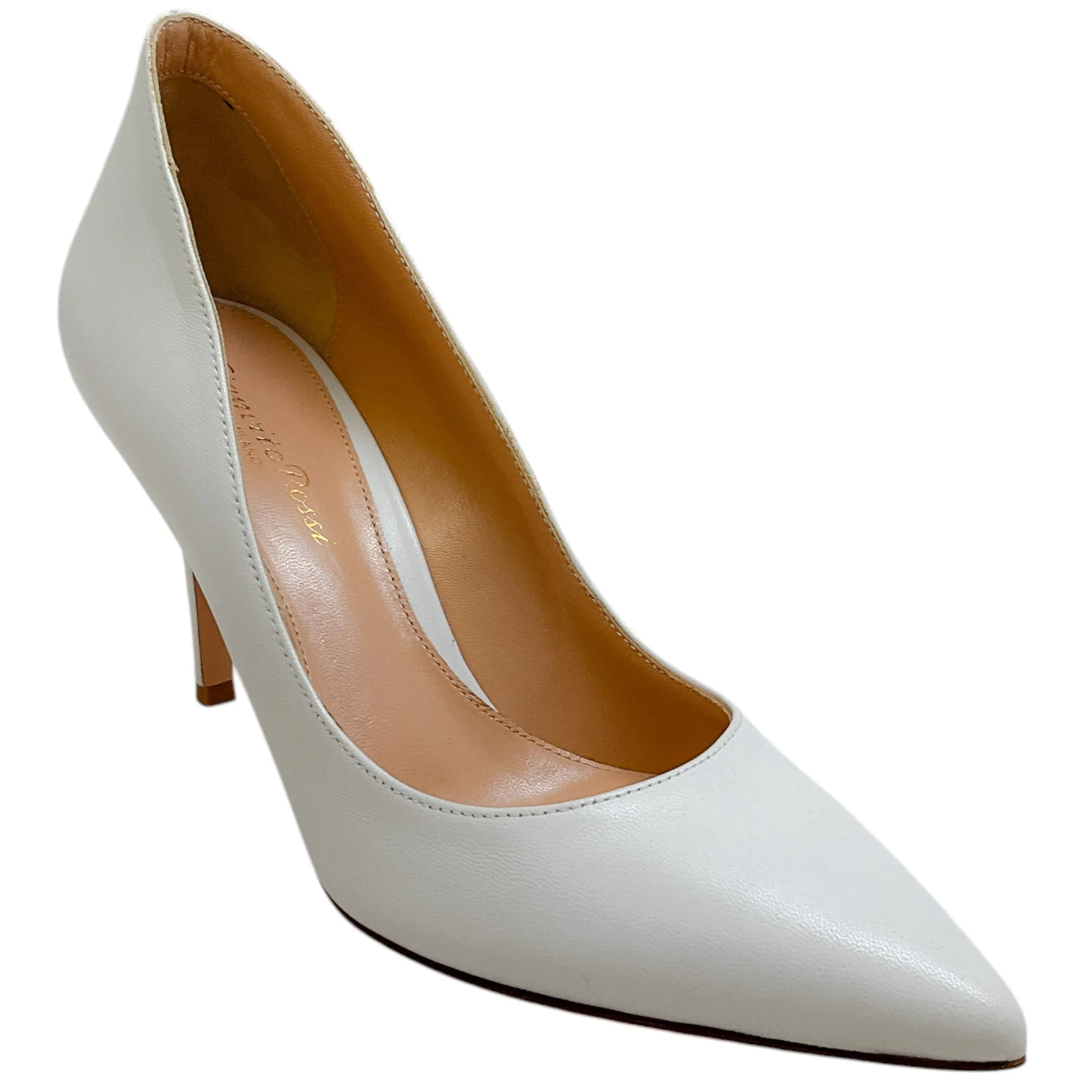Gianvito Rossi White Leather Ellipsis 85 Pumps
