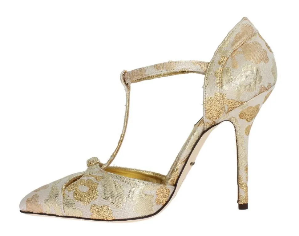 Gold Floral Brocade Pumps