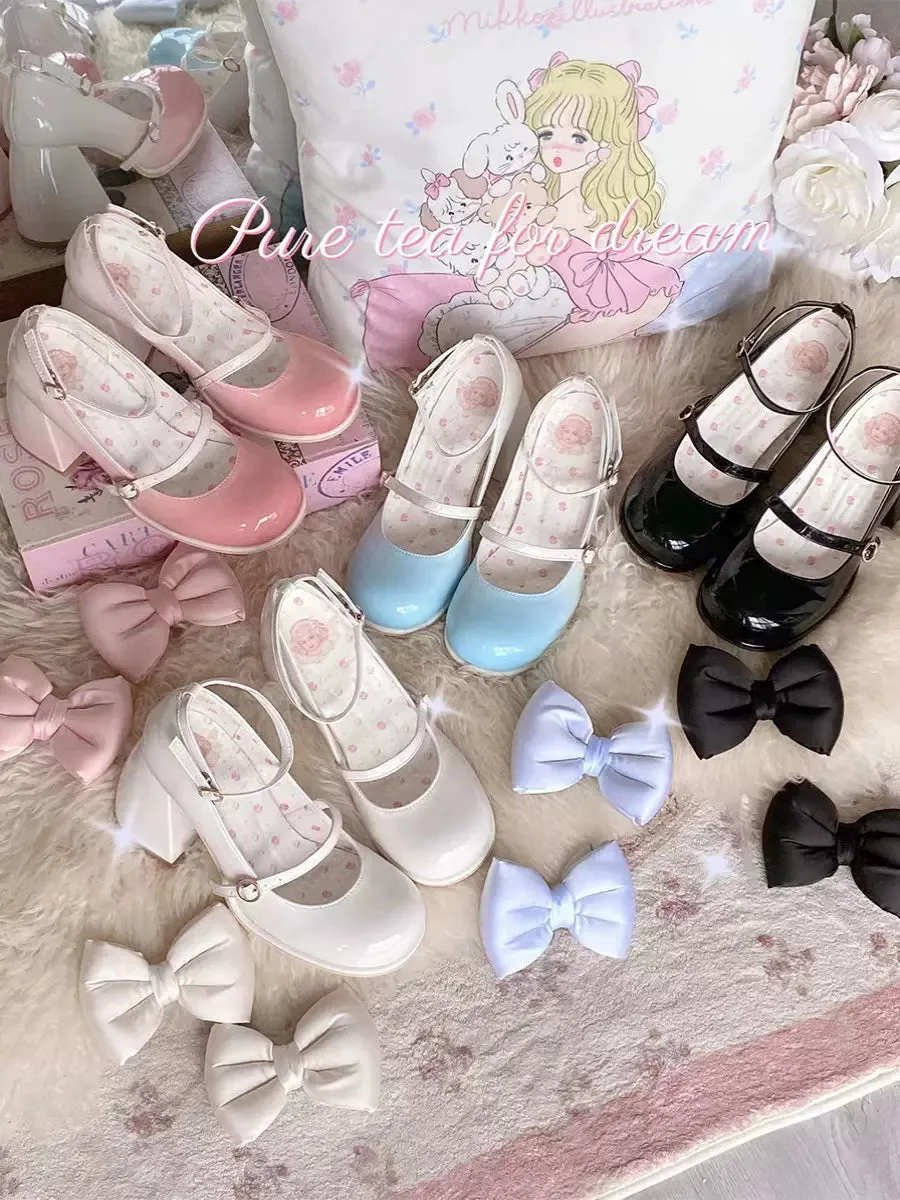 Gradient Blush Bow Girly High Heels Low Heels Shoes