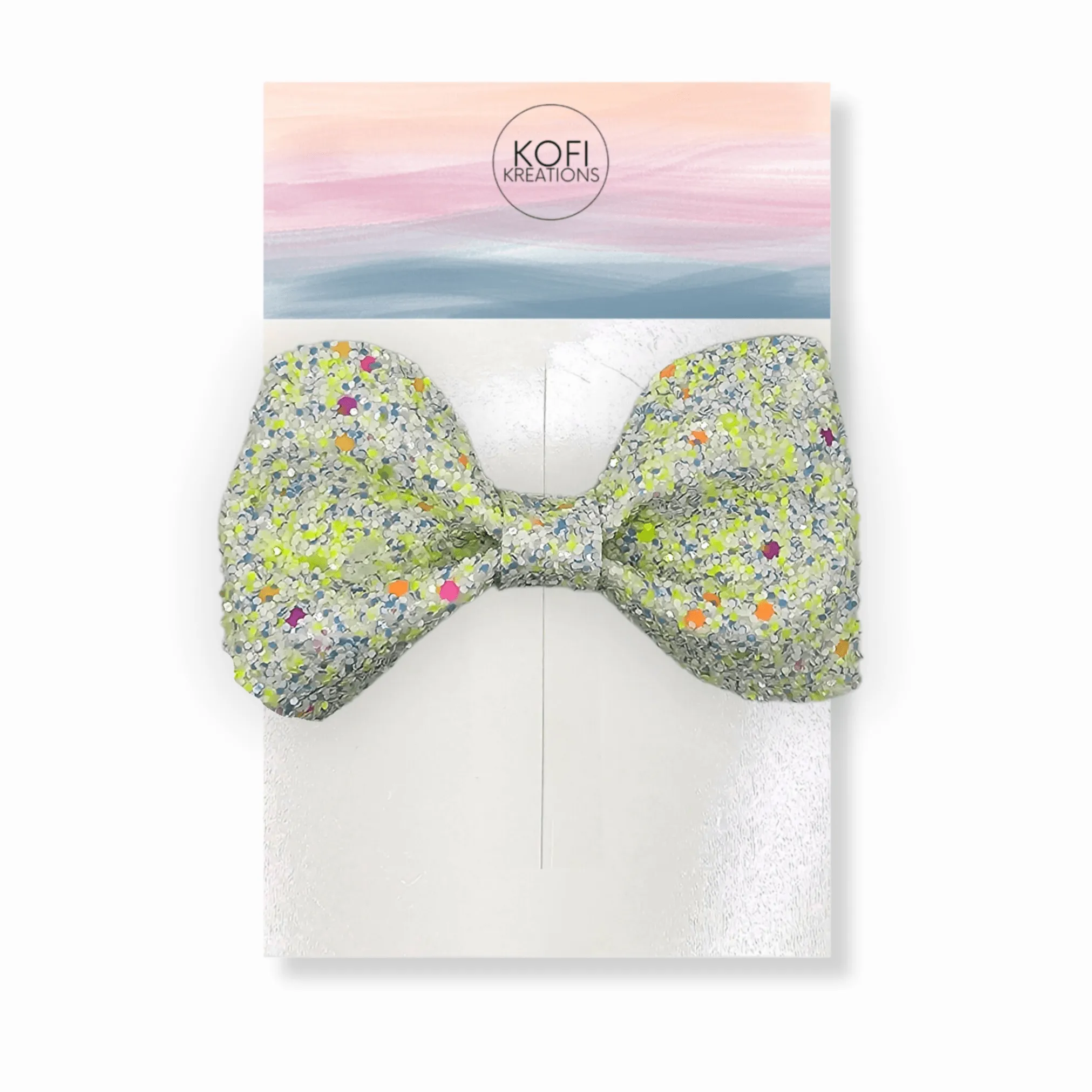 Green Glitter Pinch Hair Bow