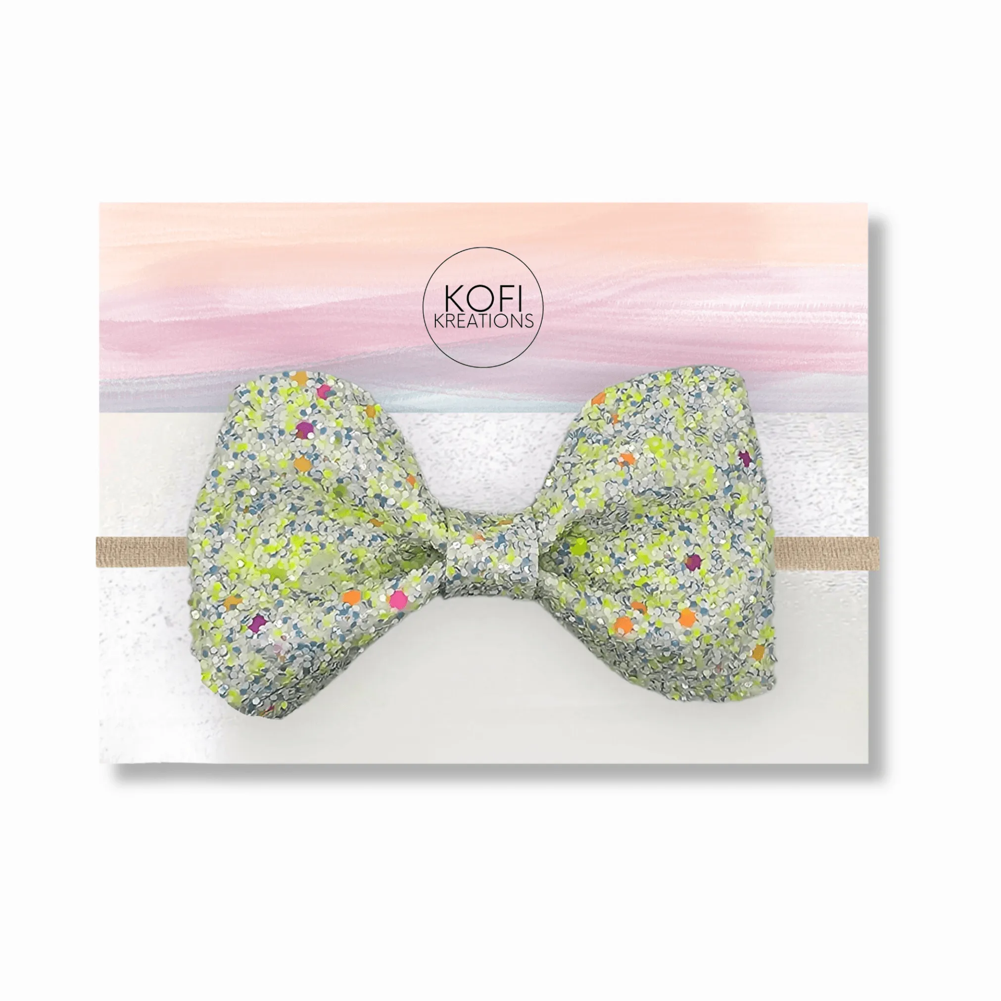 Green Glitter Pinch Hair Bow
