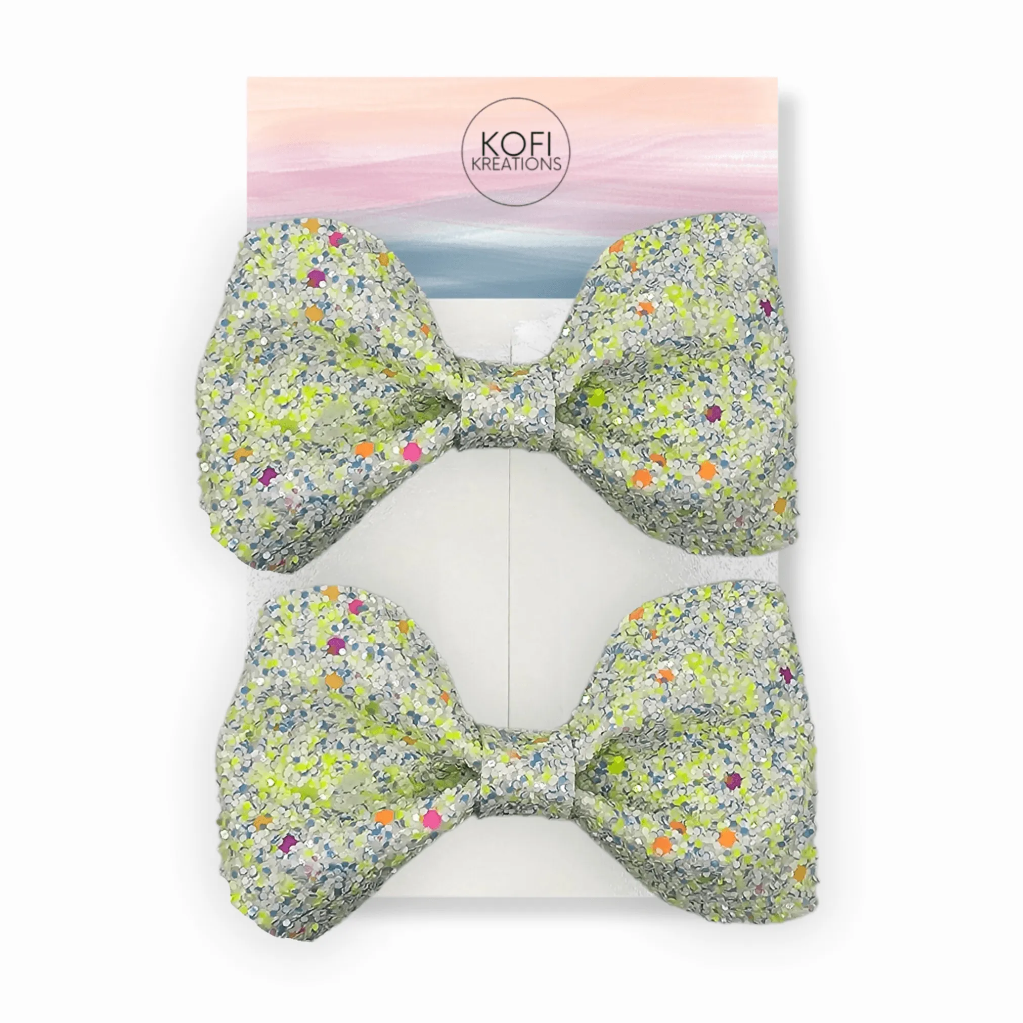 Green Glitter Pinch Hair Bow