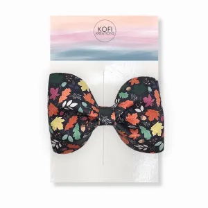 Green Leaf Flower Pinch Hair Bow