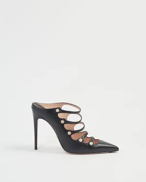 Gucci Black Leather Point Toe Strap Mule Heel - 38