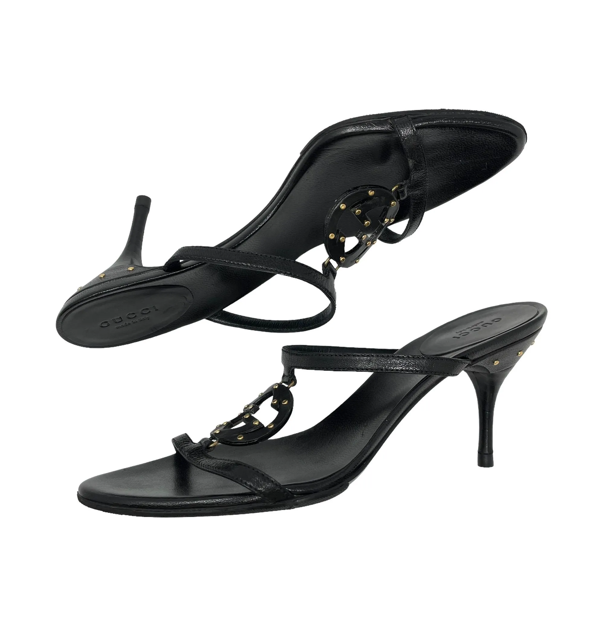 Gucci Black Logo Studded Heels