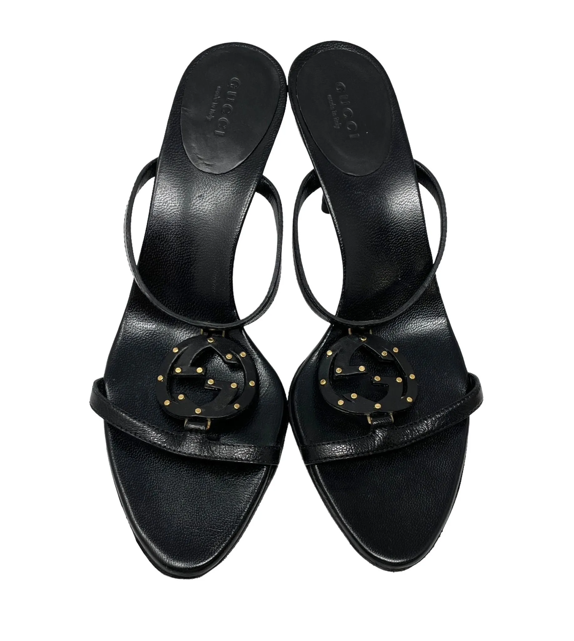 Gucci Black Logo Studded Heels
