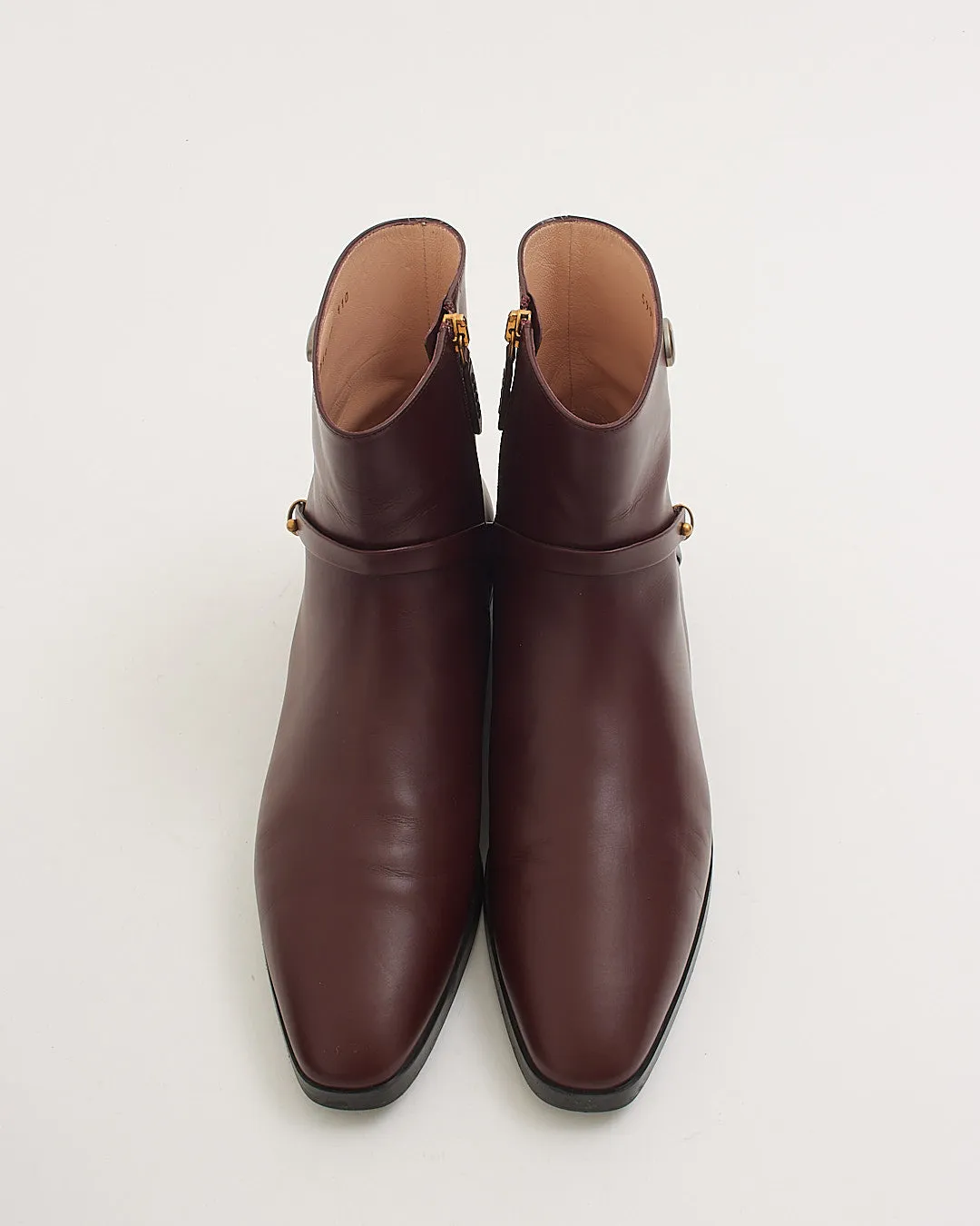 Gucci Vintage Bordeaux GG Elite Calf Leather Boots - 39.5