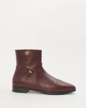 Gucci Vintage Bordeaux GG Elite Calf Leather Boots - 39.5