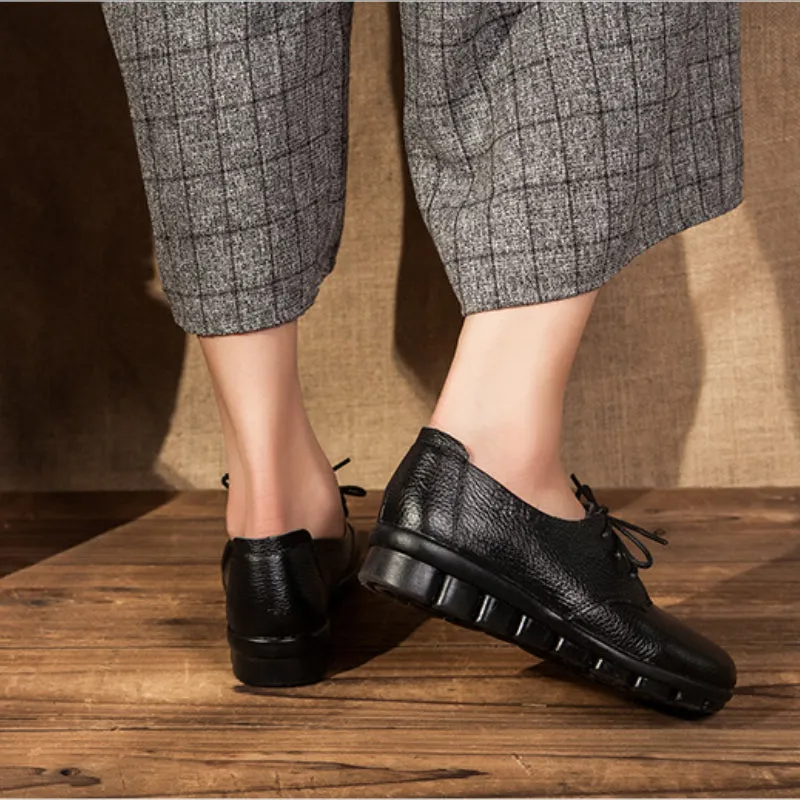 Handmade Genuine Leather Ladies Soft Sole Casual Comfortable Flat Shoes