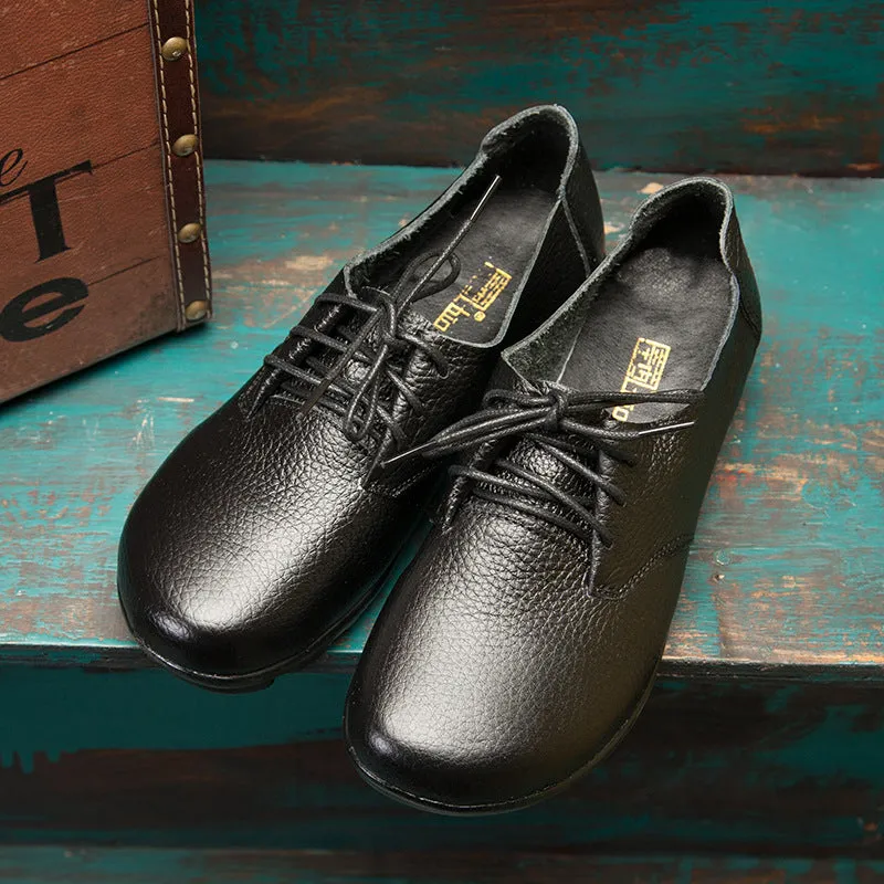 Handmade Genuine Leather Ladies Soft Sole Casual Comfortable Flat Shoes