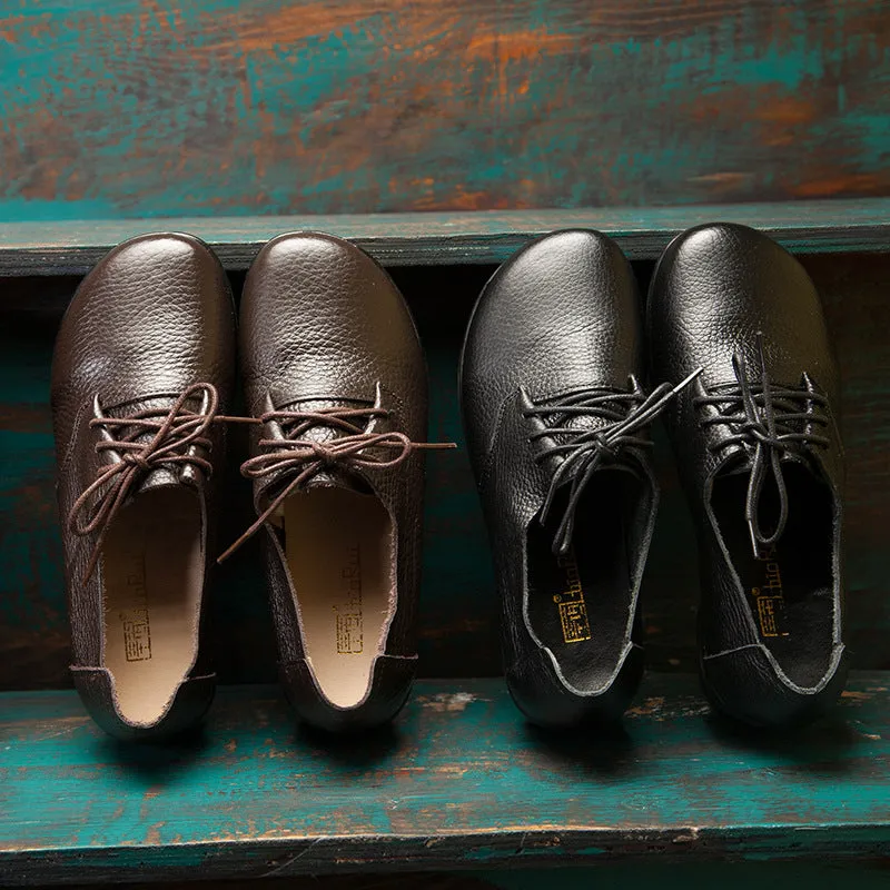 Handmade Genuine Leather Ladies Soft Sole Casual Comfortable Flat Shoes