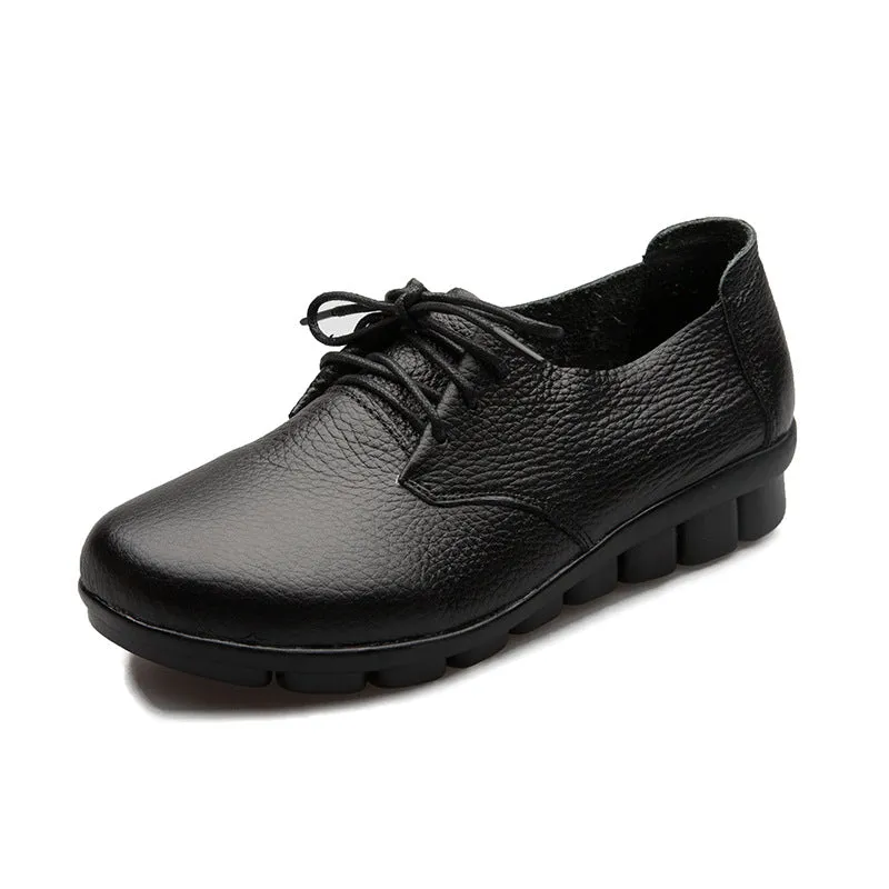 Handmade Genuine Leather Ladies Soft Sole Casual Comfortable Flat Shoes