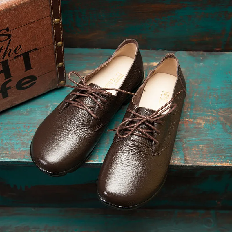 Handmade Genuine Leather Ladies Soft Sole Casual Comfortable Flat Shoes