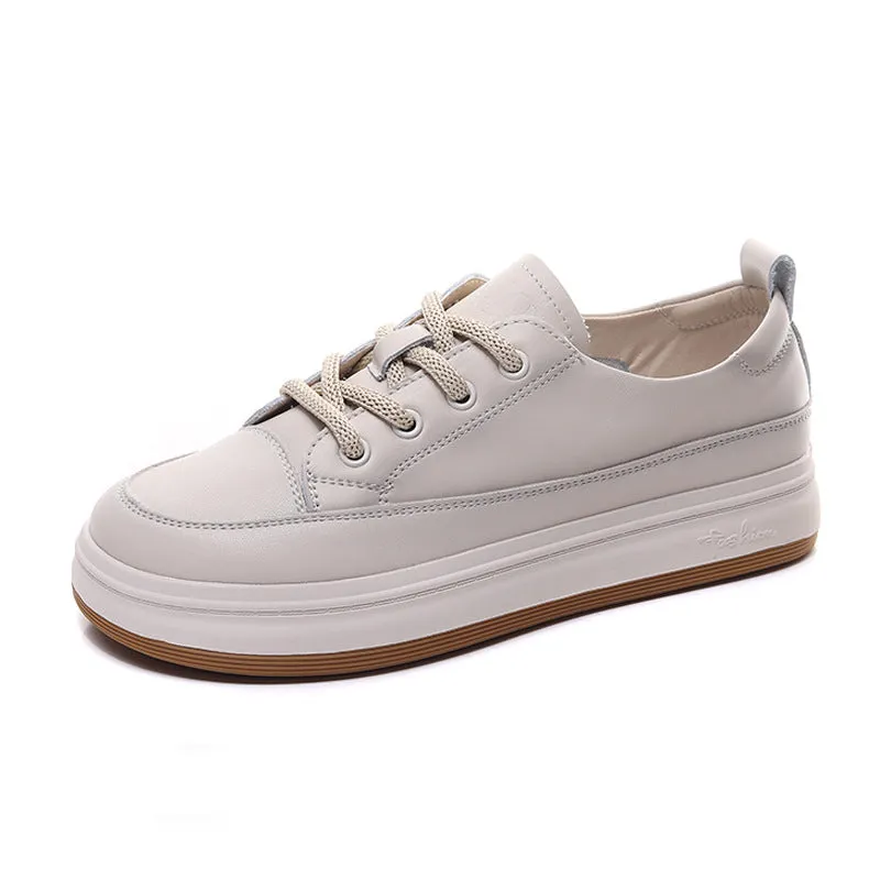 Handmade Top Layer Cowhide Soft Sole Platform Women's Shoes