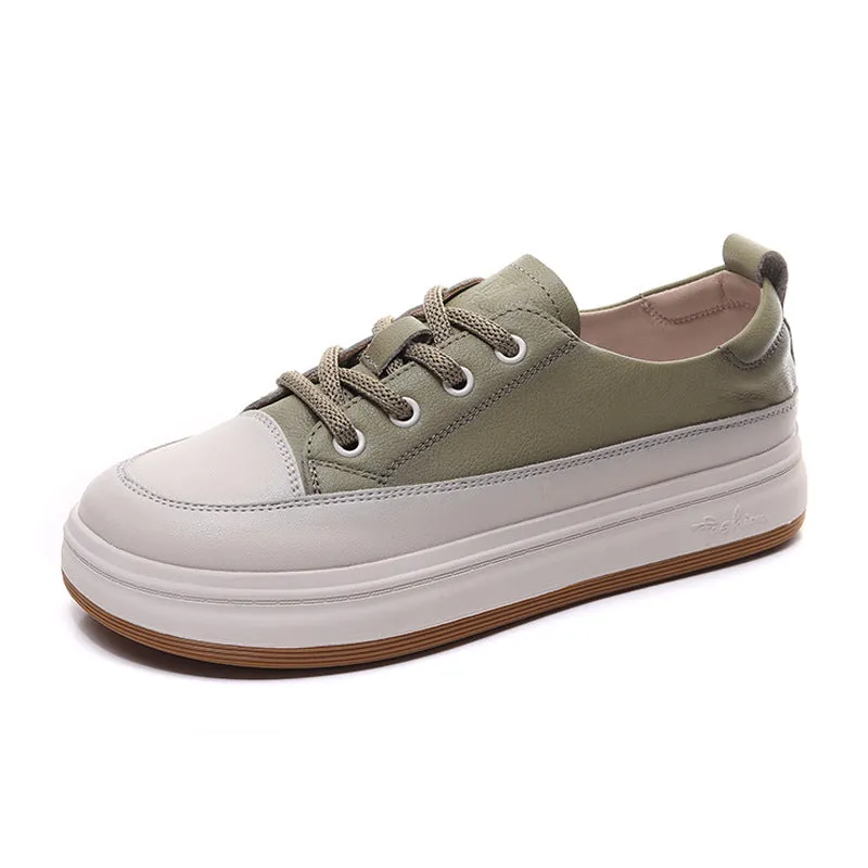 Handmade Top Layer Cowhide Soft Sole Platform Women's Shoes