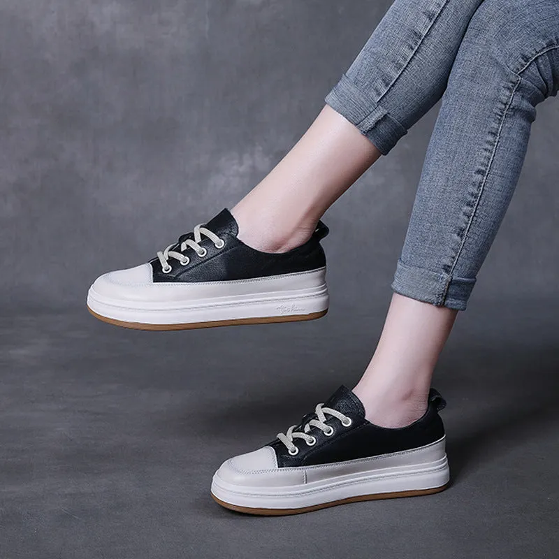 Handmade Top Layer Cowhide Soft Sole Platform Women's Shoes