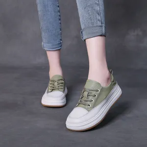 Handmade Top Layer Cowhide Soft Sole Platform Women's Shoes