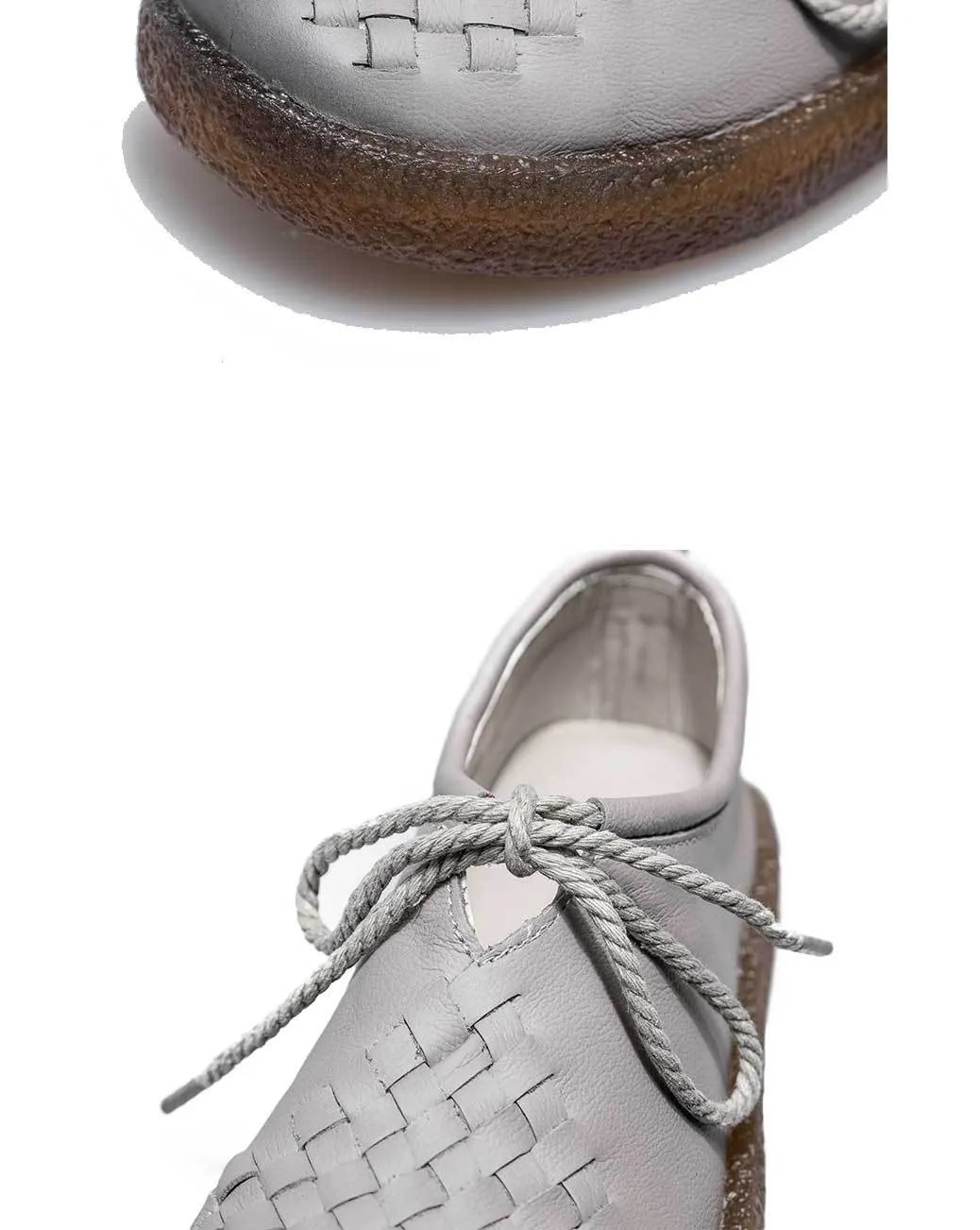 Handmade Women Leather Flat Leather Vintage Shoes Soft Sole Woven Shoes