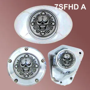 Harley Davidson Motorcycle Ornament 3 Piece Emblem Set - Skull Face