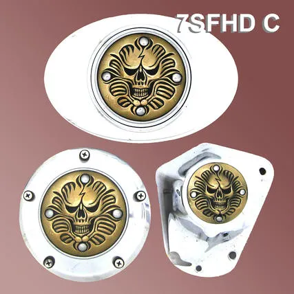 Harley Davidson Motorcycle Ornament 3 Piece Emblem Set - Skull Face