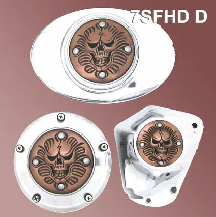 Harley Davidson Motorcycle Ornament 3 Piece Emblem Set - Skull Face