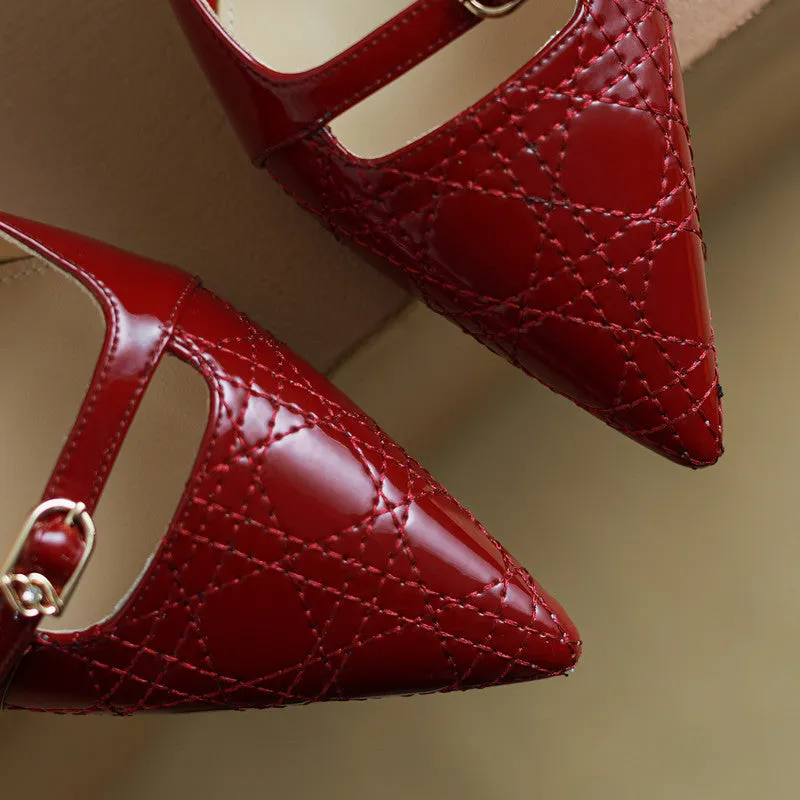 Hawa Kitten Heel Slingback Shoes Burgundy