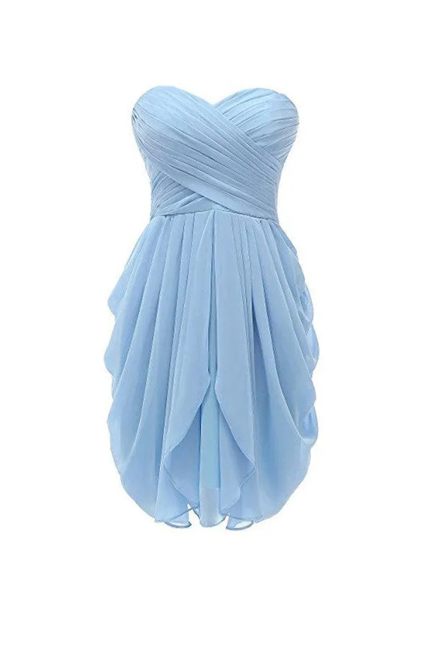 Homecoming Dresses, Strapless Chiffon Short Bridesmaid Dresses Prom Gowns, SH69