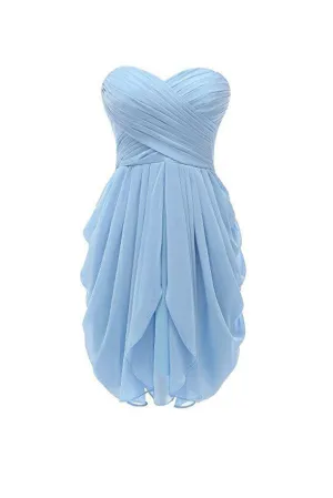 Homecoming Dresses, Strapless Chiffon Short Bridesmaid Dresses Prom Gowns, SH69
