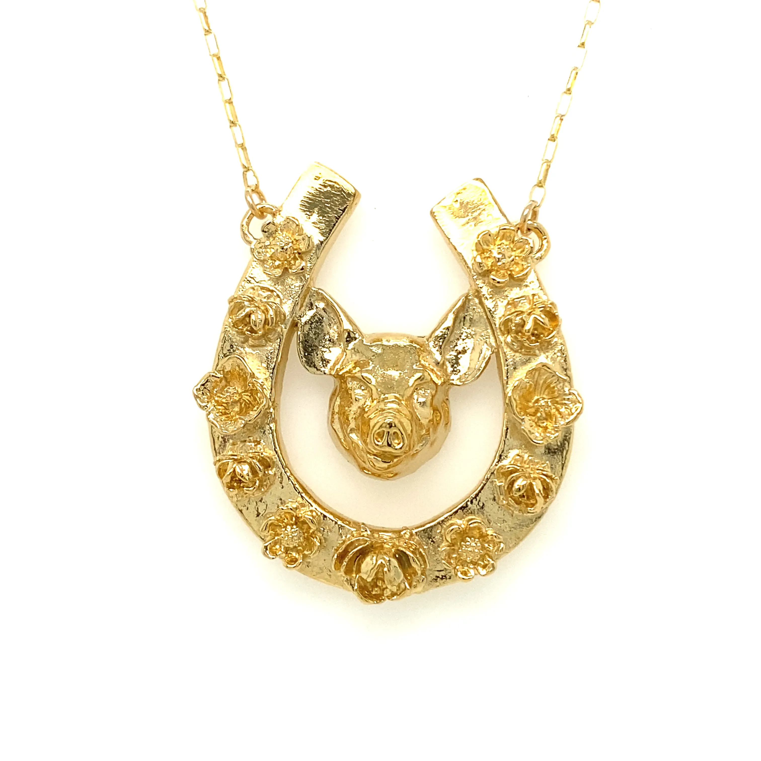 Horseshoe Pendant with Pig