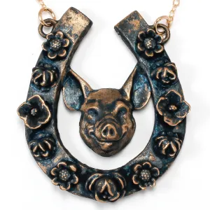 Horseshoe Pendant with Pig