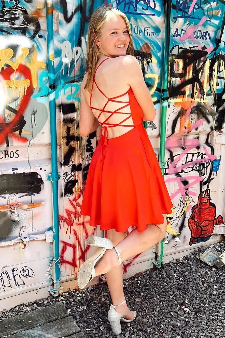 Hot Pink A-line Cowl Neck Short Prom Dress Homecoming Dress HD0165