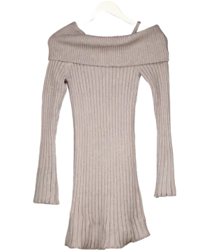 HOUSE OF SUNNY Grey Chunky Rib Jumper Dress UK 8