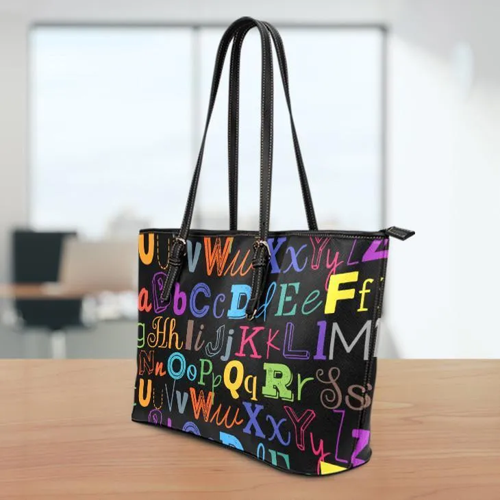 I Teach Small Leather Tote Bag