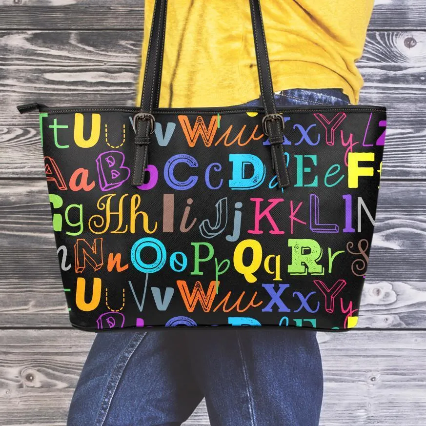 I Teach Small Leather Tote Bag