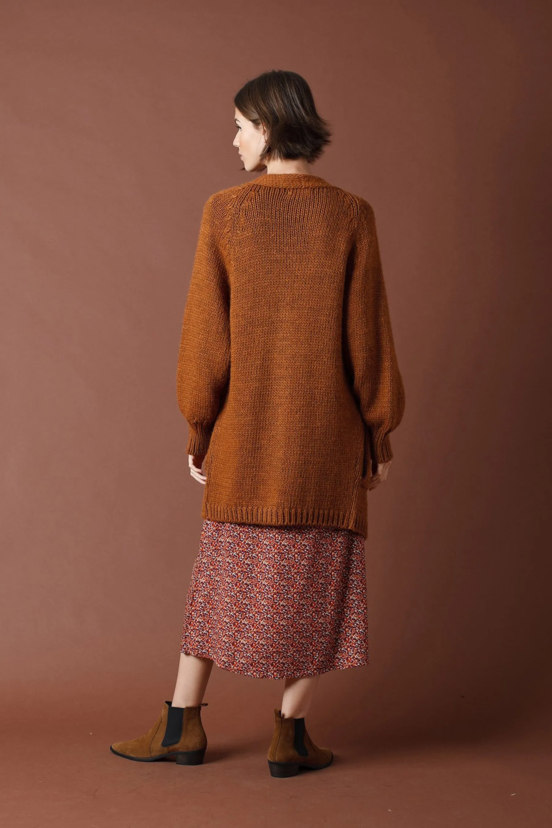 Indi & Cold Ana Chunky Knit Open Jacket (Cinnamon) - FINAL SALE