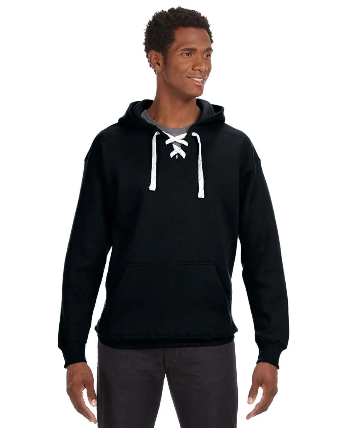J America Adult Sport Lace Hooded Sweatshirt