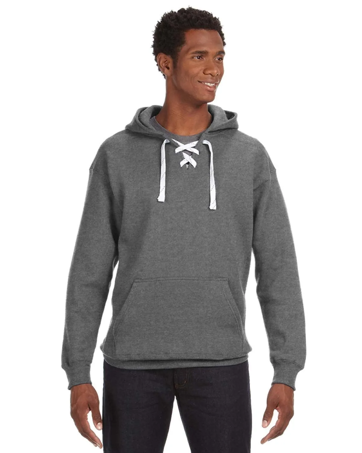 J America Adult Sport Lace Hooded Sweatshirt