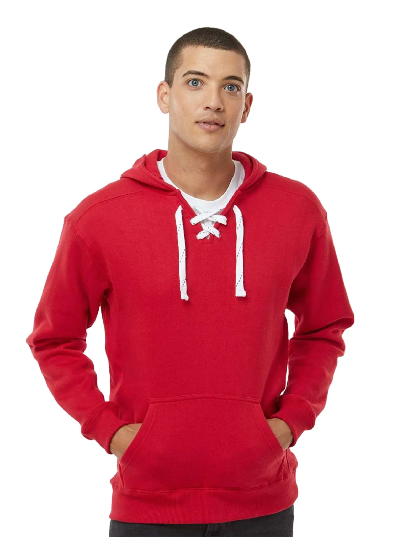 J America Adult Sport Lace Hooded Sweatshirt