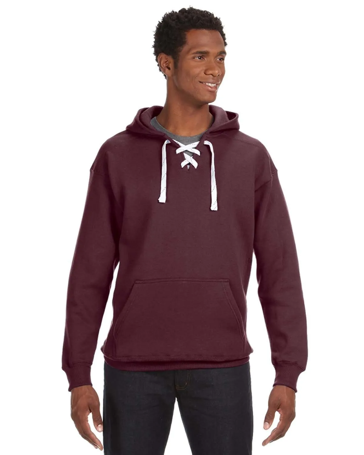 J America Adult Sport Lace Hooded Sweatshirt