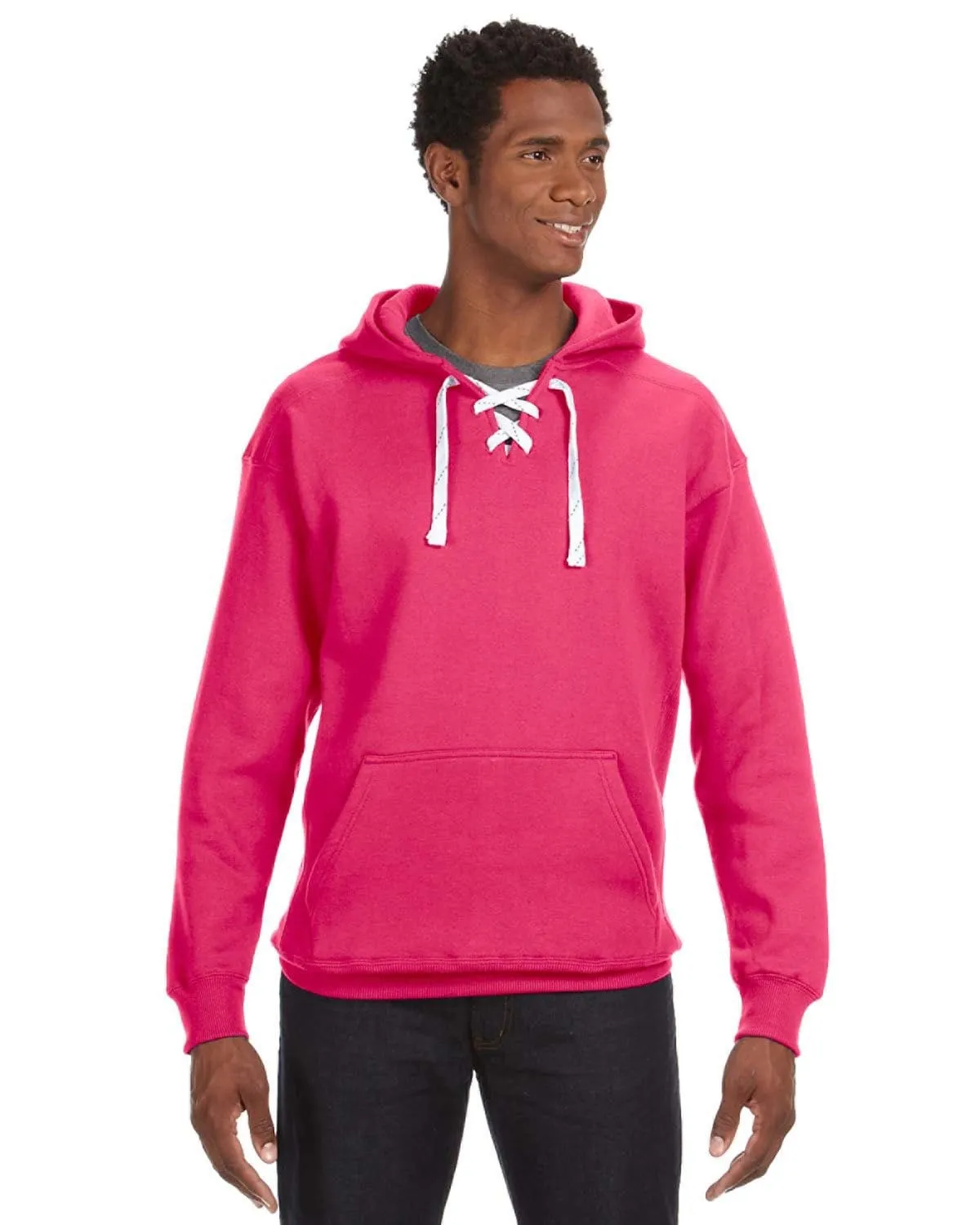 J America Adult Sport Lace Hooded Sweatshirt