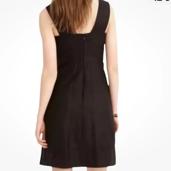 J Crew Lace Up Structured Linen Dress in Black Mini Tie A Line Size 6