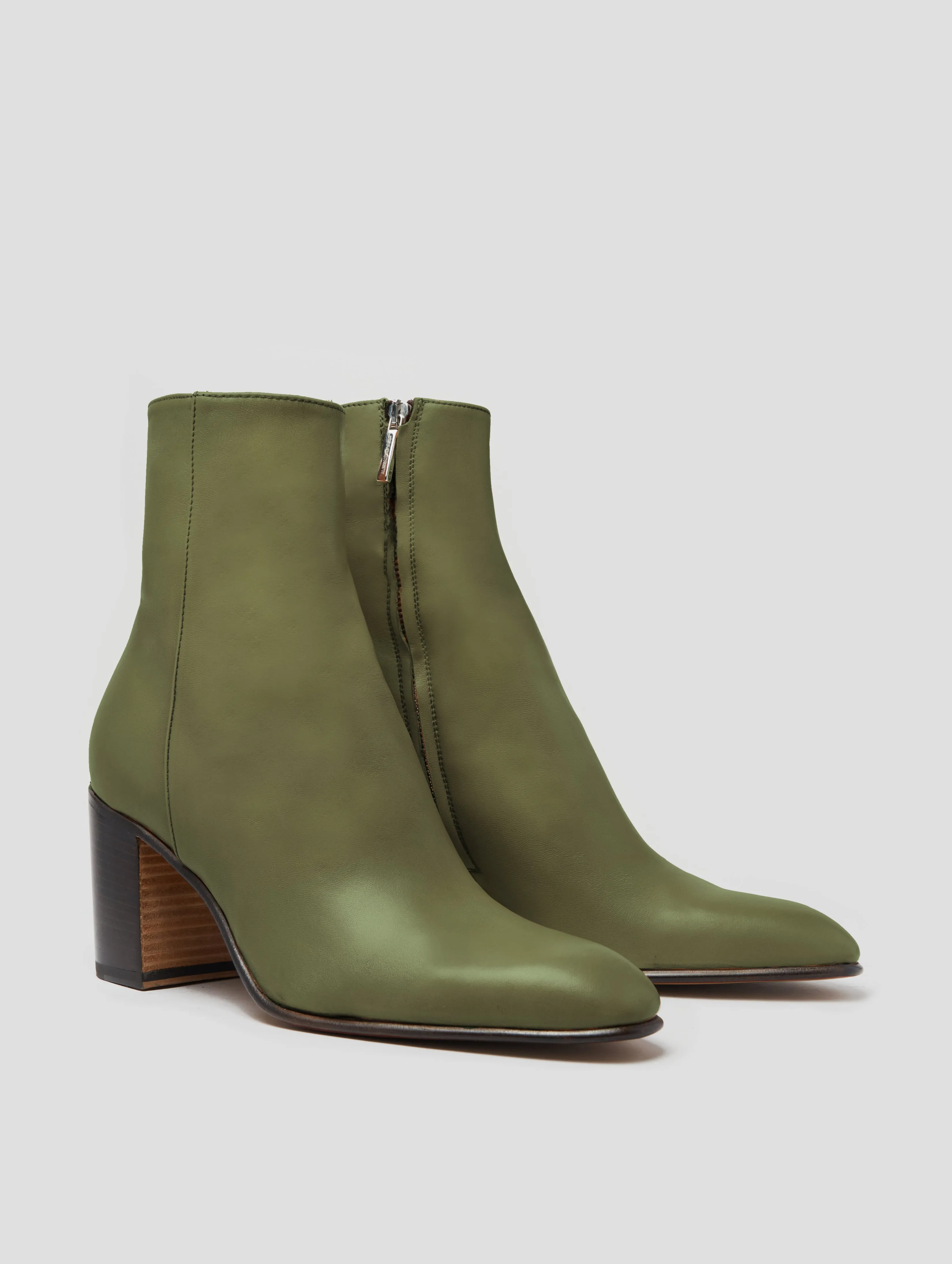 JANIS 80MM ANKLE BOOT IN VINTAGE GREEN CALFSKIN - Woman