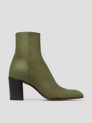 JANIS 80MM ANKLE BOOT IN VINTAGE GREEN CALFSKIN - Woman