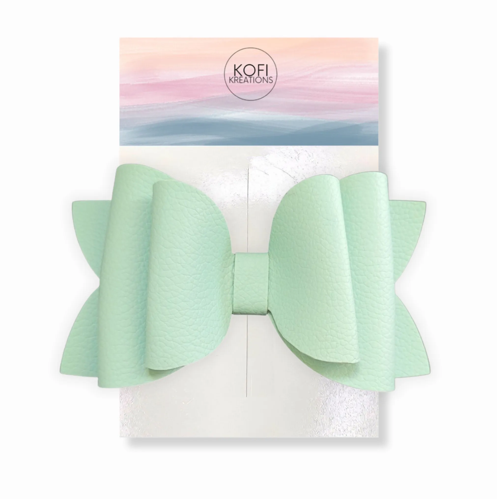 Josie Mint Faux Leather Hair Bow