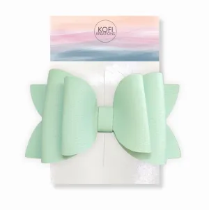 Josie Mint Faux Leather Hair Bow